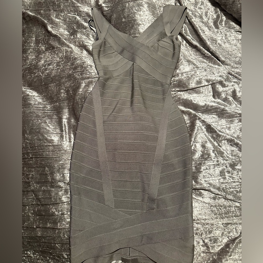 Herve Leger gray bandage dress